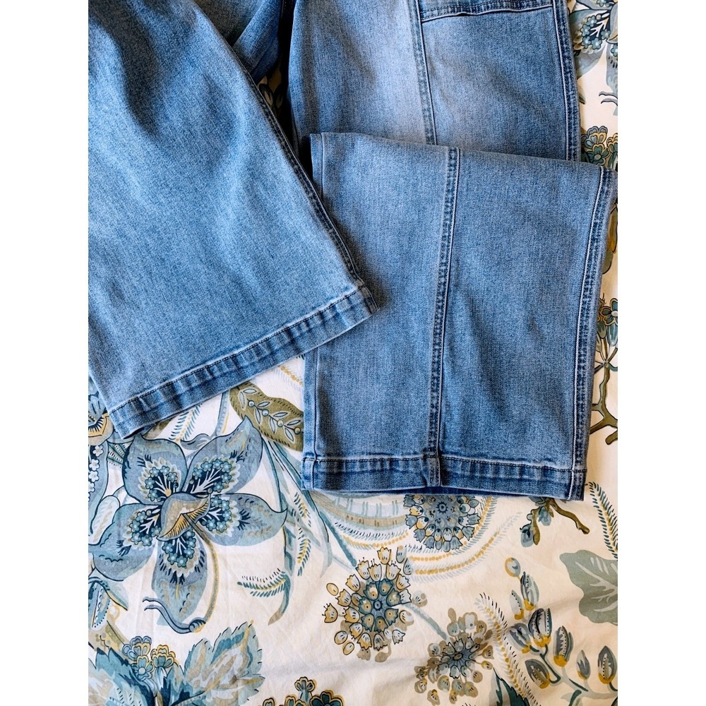 Hudson Cropped High Waist Tie Waist Wide Leg Jeans Medium Blue Size 10 30 - Picture 14 of 16